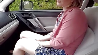 amateur Stranded in Rental Car with Co-worker blowjob