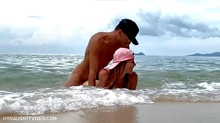 amateur Hot & risky sex in the sea waves on the beach - My Naughty Vixen beach